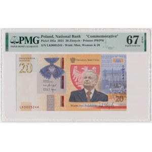 20 złotych 2021 - L. Kaczyński - PMG 67 EPQ