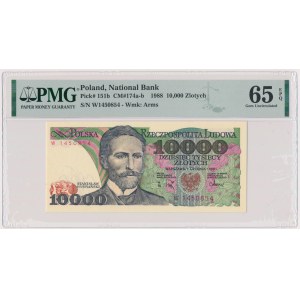 10.000 złotych 1988 - W - PMG 65 EPQ - pierwsza seria rocznika