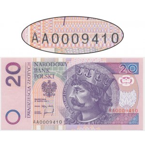 20 złotych 1994 - AA 00009410 - niski numer -