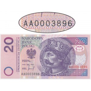 20 złotych 1994 - AA 00003896 - niski numer -