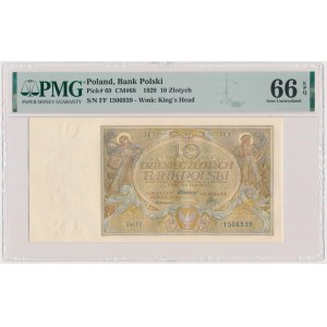 10 złotych 1929 - Ser.FF. - PMG 66 EPQ