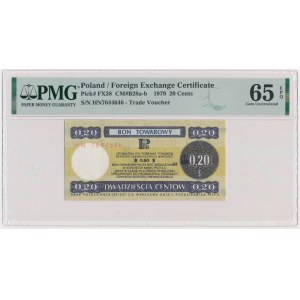 Pewex, 20 centów 1979 - HN - mały - PMG 65 EPQ