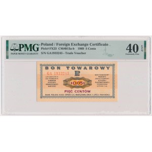 Pewex, 5 centów 1969 - GA - PMG 40 NET