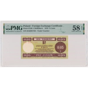 Pewex, 5 centów 1979 - HA - mały - PMG 58 EPQ
