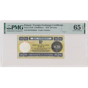 Pewex, 20 centów 1979 - HN - mały - PMG 65 EPQ