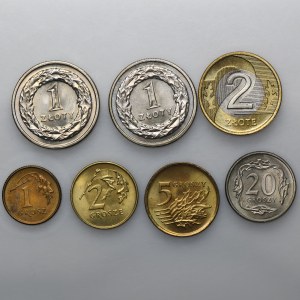 Satz, Mix von Münzen der Dritten Republik Polen (7 Stück) 1991-1994