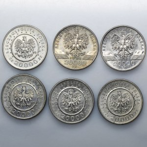 Zestaw, Zamek w Łańcucie i Jaskółki 20.000 złotych 1993 (6 szt.)