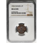 Wolne Miasto Gdańsk, 2 fenigi 1926 - NGC MS63 BN