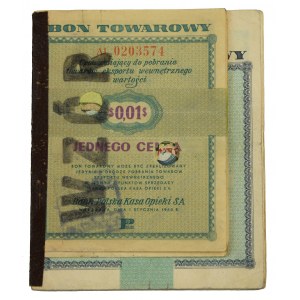 Pewex Bony Towarowe, Oryginalna książeczka ze wzorami - 1 cent do 100 dolarów 1960 (10szt.) - RZADKOŚĆ