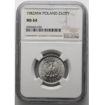 1 złoty 1982 - NGC MS64 - gruba data