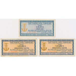 Zestaw marynarskich bonów towarowych Baltona 1 - 20 centów 1973 (3 szt.)