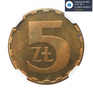 5 złotych 1986 - NGC PF66 - lustrzanka