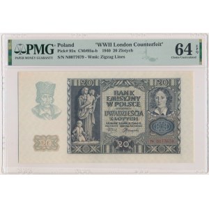 20 złotych 1940 - N - London Counterfeit - PMG 64 EPQ