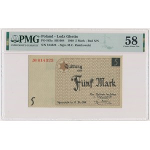 5 marek 1940 - numerator czerwony - PMG 58