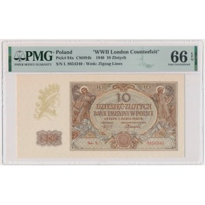 10 złotych 1940 - L. - London Counterfeit - PMG 66 EPQ