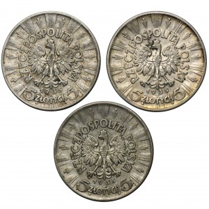 Zestaw, Piłsudski, 5 złotych 1935 (3 szt.)