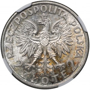 Głowa Kobiety, 2 złote 1933 - NGC AU58