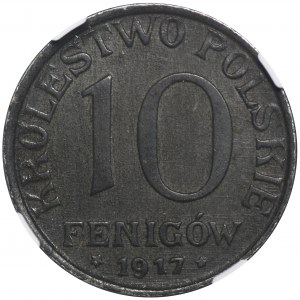 Królestwo Polskie, 10 fenigów 1917 - NGC MS62