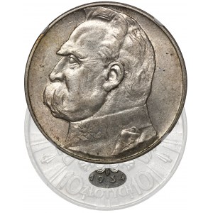 Piłsudski, 10 złotych 1934 - NGC AU58 - RZADKIE