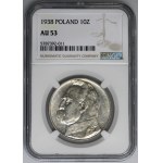 Piłsudski, 10 złotych 1938 - NGC AU53