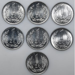 Zestaw, 1 złoty 1974-1985 (7 szt.) - mennicze stany