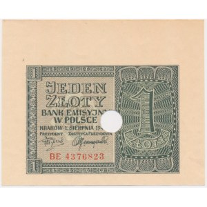 1 złoty 1941 - BE - nierozcięty fragment arkusza -