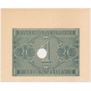 1 złoty 1941 - BE - nierozcięty fragment arkusza -