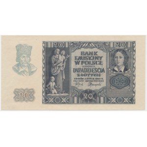 20 złotych 1940 - bez oznaczenia serii i numeracji -