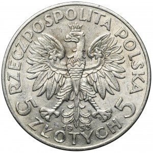 Głowa Kobiety, 5 złotych Warszawa 1933