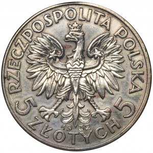 Głowa Kobiety, 5 złotych Londyn 1932