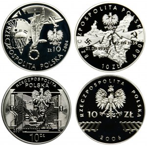 Zestaw, 10 złotych 2004-2009 (4 szt.)