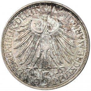 Deutschland, BRD, 5 Mark München 1966 D - Gottfried Wilhelm Leibniz