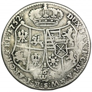 Augustus III of Poland, 1/6 Thaler Dresden 1752 FWôF - VERY RARE