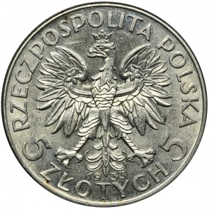 Głowa Kobiety, 5 złotych Warszawa 1933