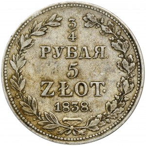 3/4 rouble = 5 zloty Warsaw 1838 MW