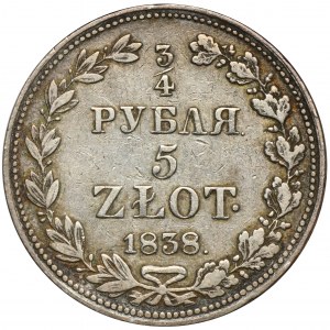 3/4 Rubel = 5 Zloty Warschau 1838 MW