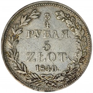 3/4 Rubel = 5 Zloty Warschau 1840 MW