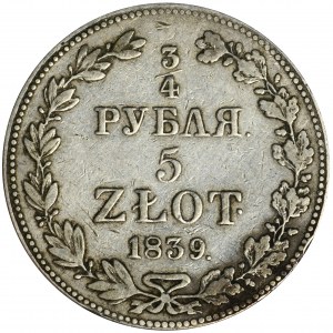3/4 Rubel = 5 Zloty Warschau 1839 MW