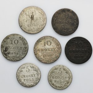 Set, Kingdom of Poland, 5 and 10 groschen (7 pcs.)