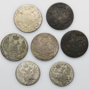 Set, Kingdom of Poland, 5 and 10 groschen (7 pcs.)