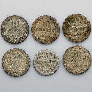 Set, Kingdom of Poland, 5 and 10 groschen (6 pcs.)