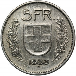 Switzerland, 5 Francs Bern 1933 B