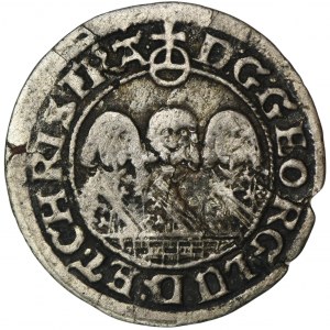 Śląsk, Księstwo Legnicko-Brzesko-Wołowskie, Jerzy III Brzeski, Ludwik IV Legnicki i Chrystian Wołowski, 1 Krajcar Brzeg 1652 GH - BARDZO RZADKI