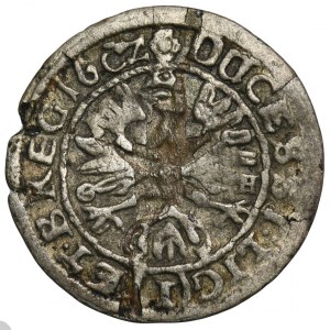 Silesia, Duchy of Liegnitz-Brieg-Wohlau, Georg III, Ludwig IV, Christian, 1 Kreuzer Brieg 1652 GH - VERY RARE