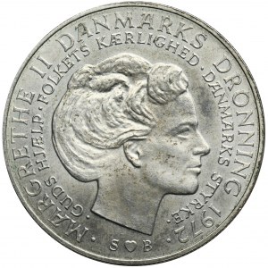 Dänemark, Margarete II., 10 Kronen Kopenhagen 1972 - Tod von Friedrich IX. und Thronbesteigung von Margarete II.