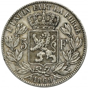 Belgium, Leopold II, 5 Francs Brussels 1869