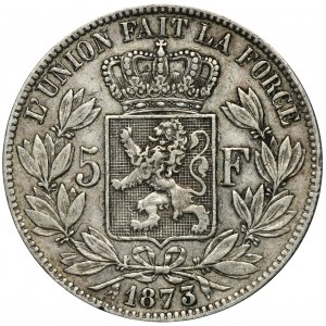Belgien, Leopold II, 5 Francs Brüssel 1873