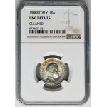 Włochy, Królestwo Włoch, Wiktor Emanuel III, 1 Lira Rzym 1908 - NGC UNC DETAILS - RZADKA