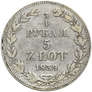 3/4 rubl = 5 zloty Warsaw 1839 MW