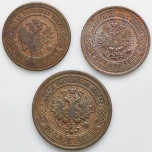 Satz, Russland, Nikolaus II, 3 und 5 Kopeken (3 Stück).